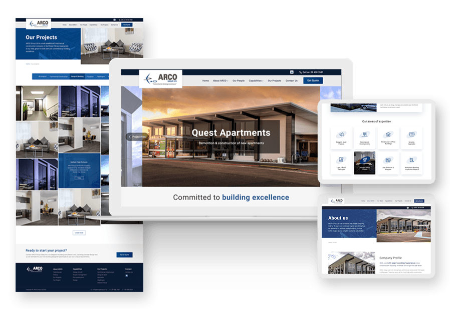 Ponestry created the website for construction company ARCO to present their services